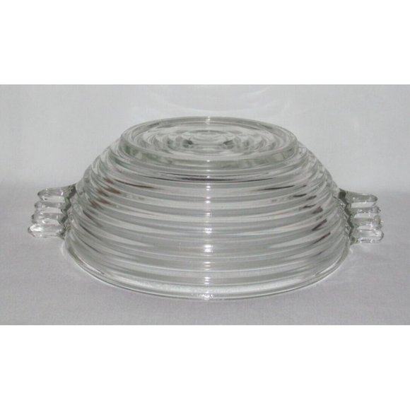 Anchor Hocking MANHATTAN Horizontal Ribbed Crystal Medium Two-Handled Salad Bowl - Picture 2 of 3